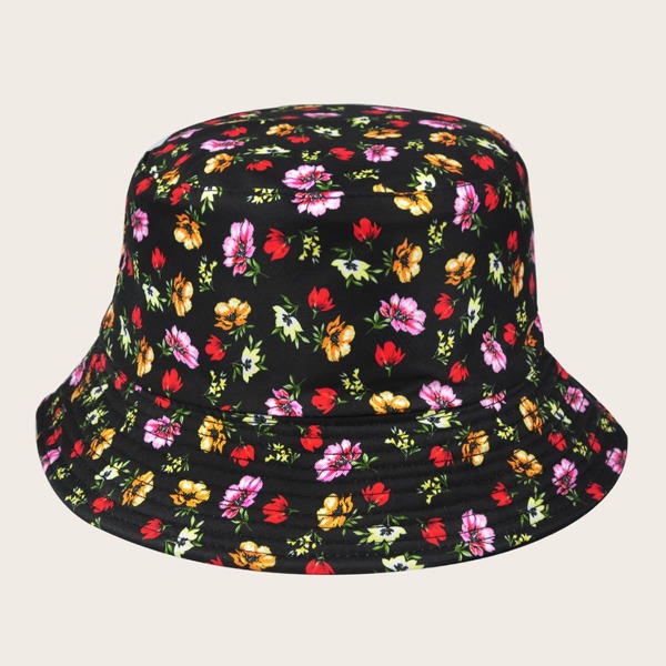 

Floral Print Bucket Hat, Black