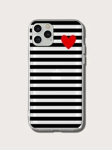 Vỏ điện thoại in hình trái tim và sọc - màu đen - Xem 1