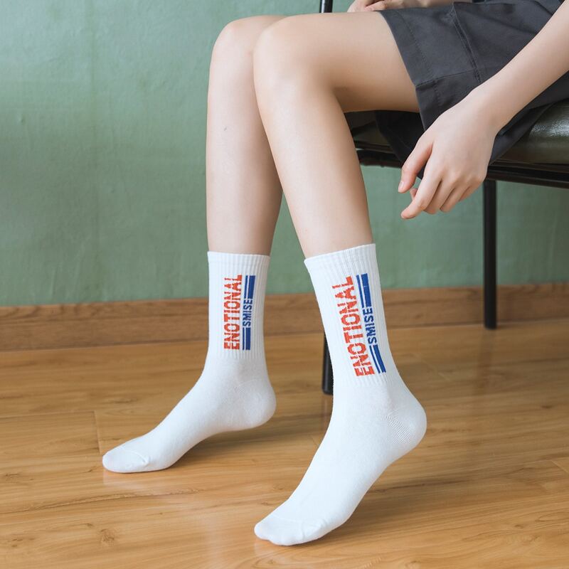 

Letter Crew Socks, White