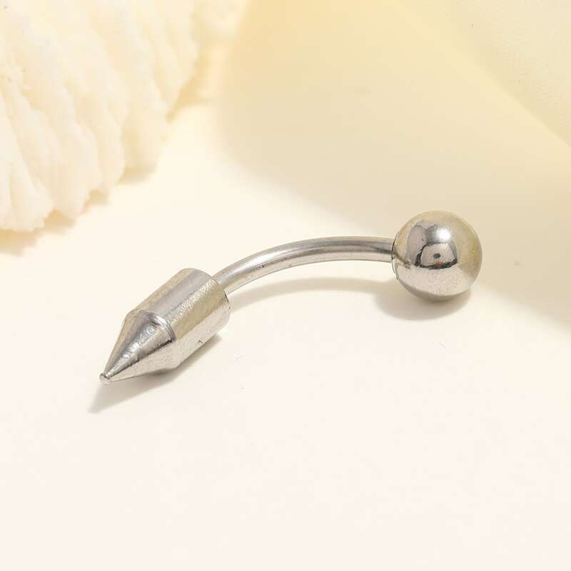 

1pc Simple Belly Ring, Silver