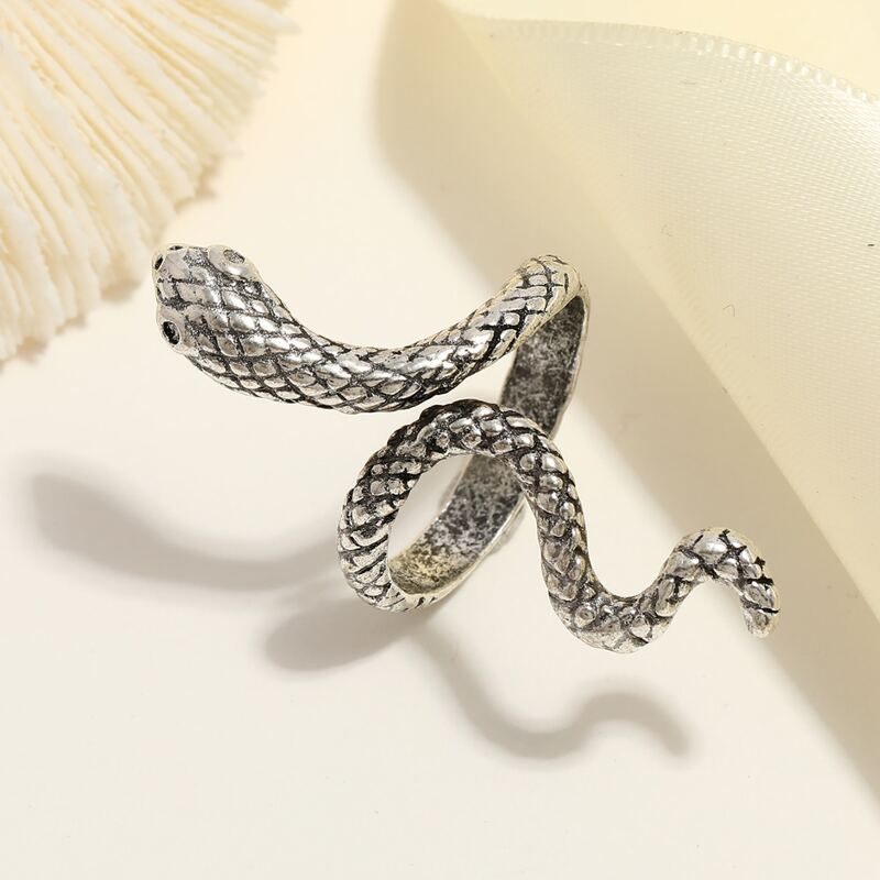 

1pc Snake Design Ring, Antique silver