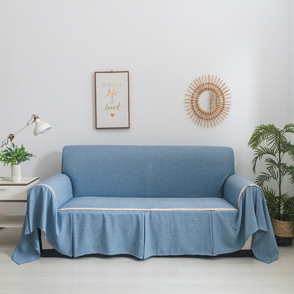 

Lace Trim Sofa Towel, Blue