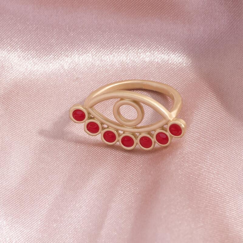 

Eye Design Hollow Out Ring, Red