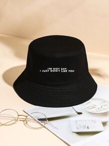 Sombrero cubo con estampado de slogan - Negro - Ver 1