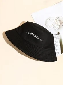 Sombrero cubo con estampado de slogan - Negro - Ver 2