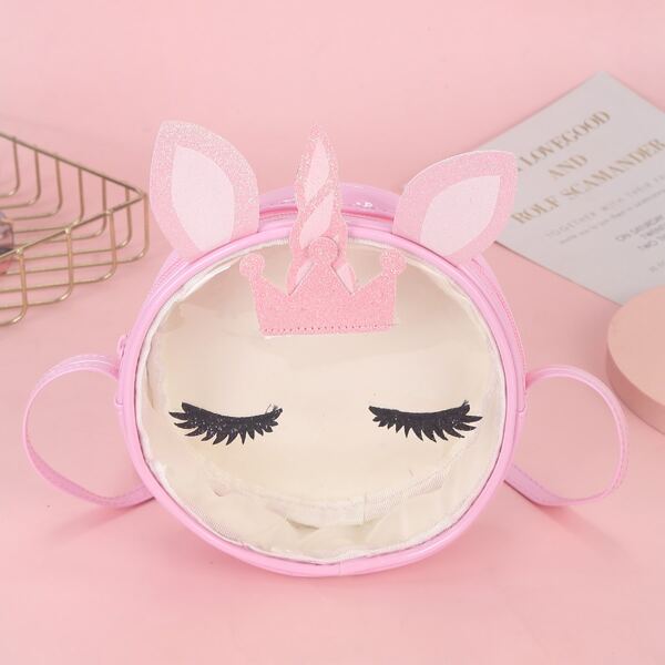 

Girls Cartoon Design Circle Bag, Pink