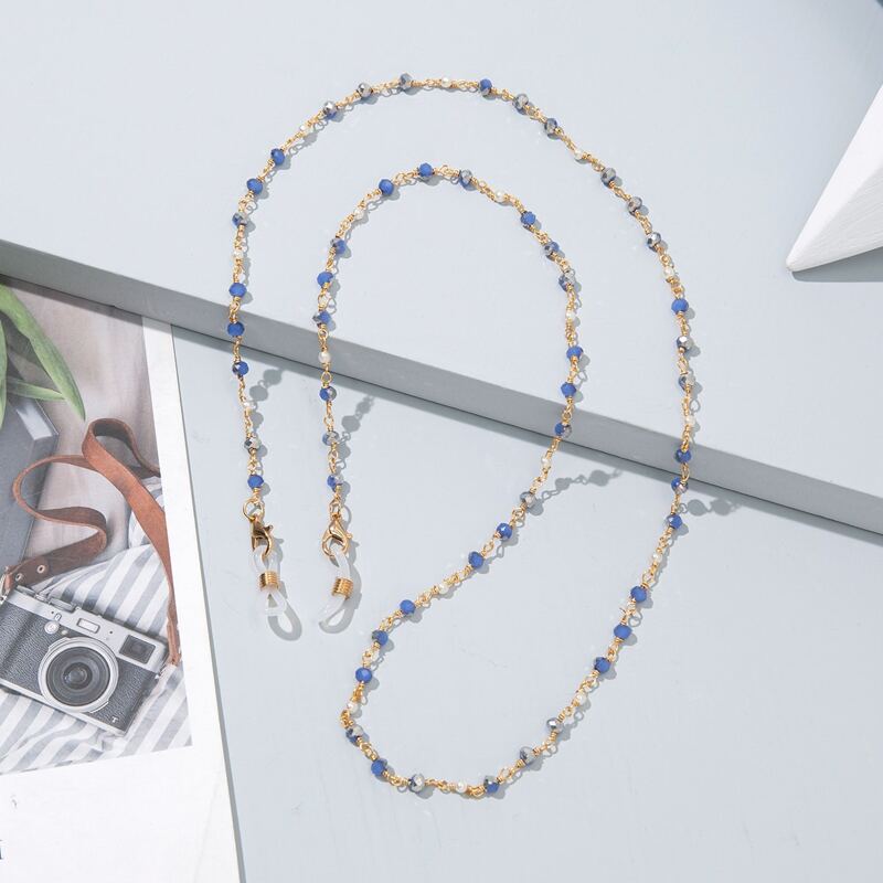 

Faux Pearl Decor Glasses Chain, Blue