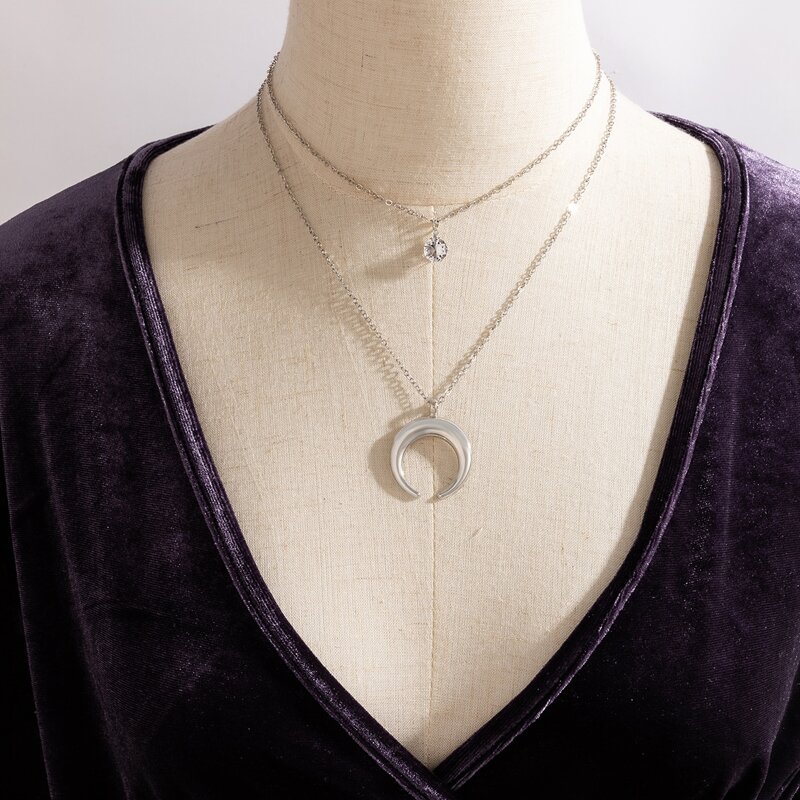 

Moon Layered Necklace, Silver