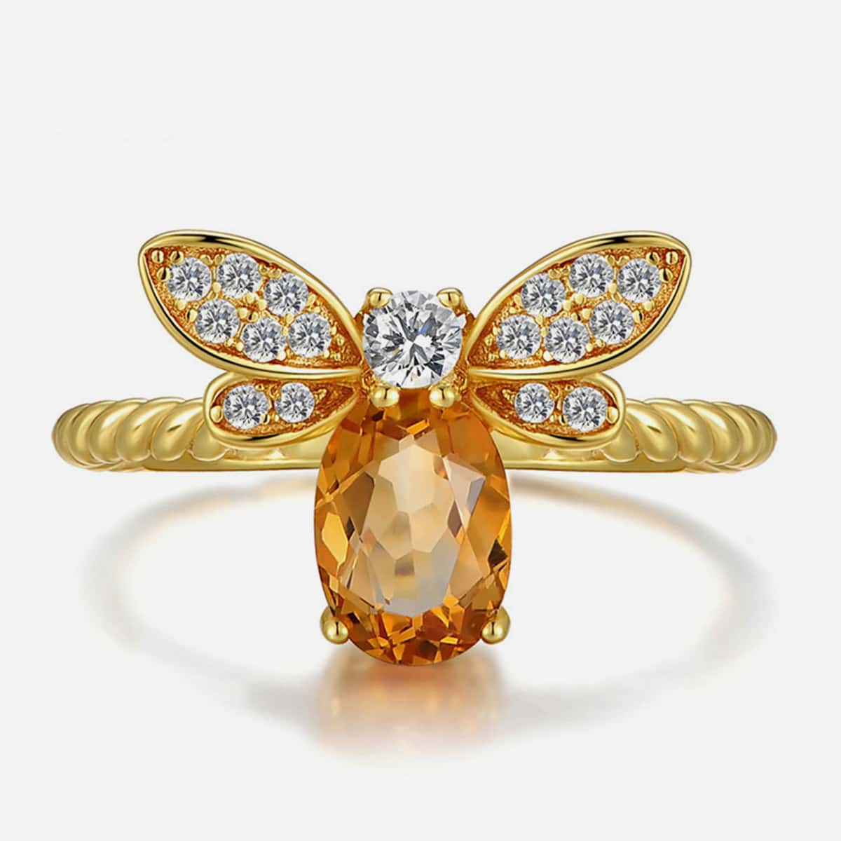

Rhinestone Decor Bee Design Ring, Yellow
