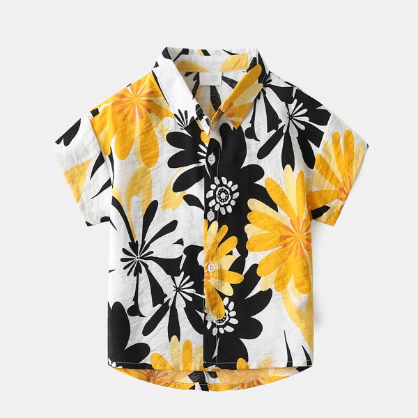 

Boys Floral Dip Hem Shirt, Multicolor