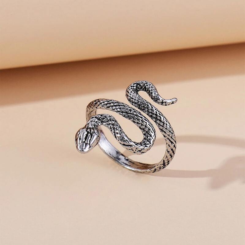 

1pc Snake Design Ring, Silver
