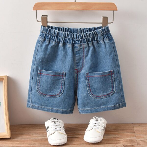 

Toddler Girls Dual Pockets Elastic Waist Denim Shorts, Medium wash