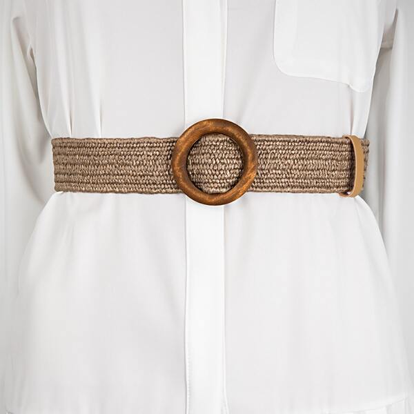

Round Buckle Belt, Brown