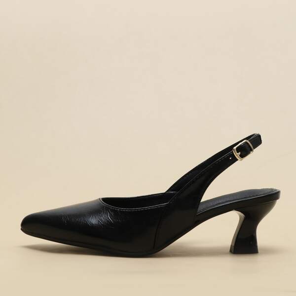 

Minimalist Point Toe Slingback Pumps, Black