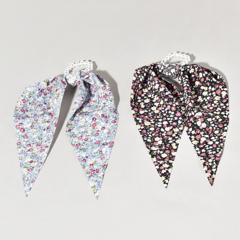 

2pcs Ditsy Floral Scarf Hair Tie, Multicolor