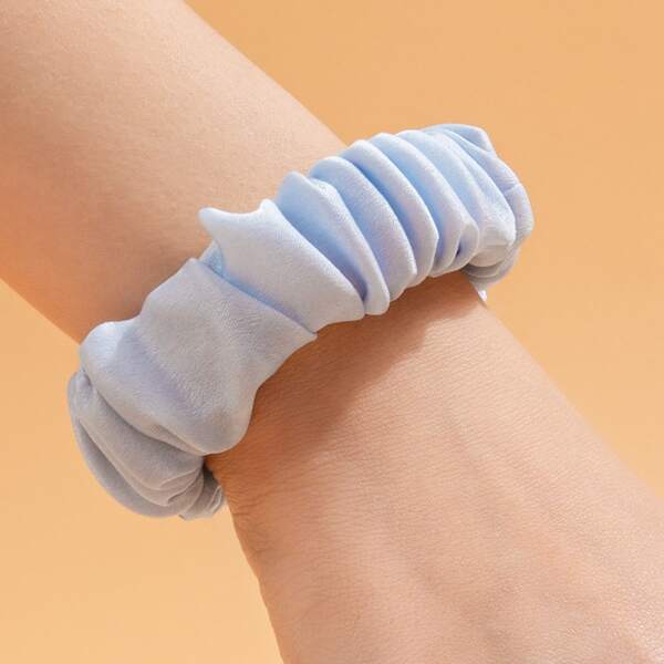 

Plain Pleated Scrunchie, Baby blue