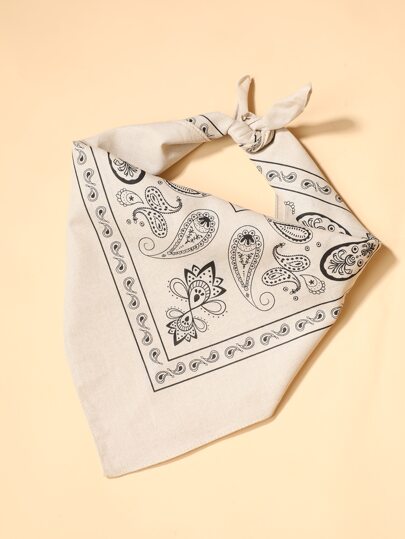 1pc Ladies' Elegant Two-tone Cashew Nut & Fish Bohemian Style Scarf & Headband For Travel And Daily Wear