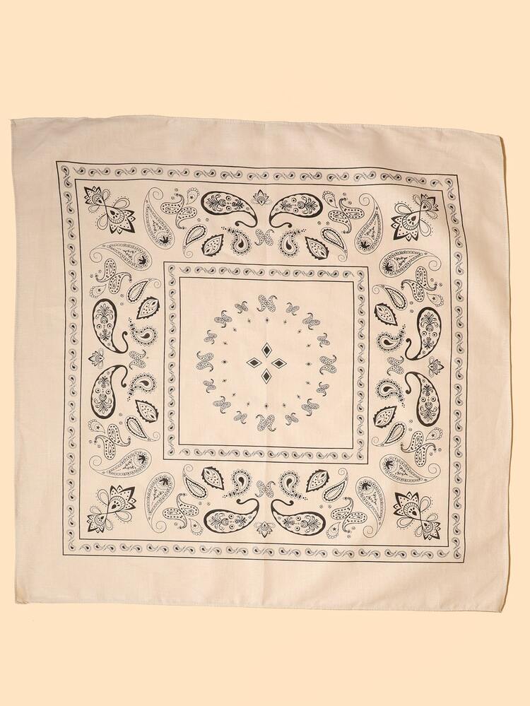 1pc Ladies' Elegant Two-tone Cashew Nut & Fish Bohemian Style Scarf & Headband For Travel And Daily Wear - Apricot - View 2
