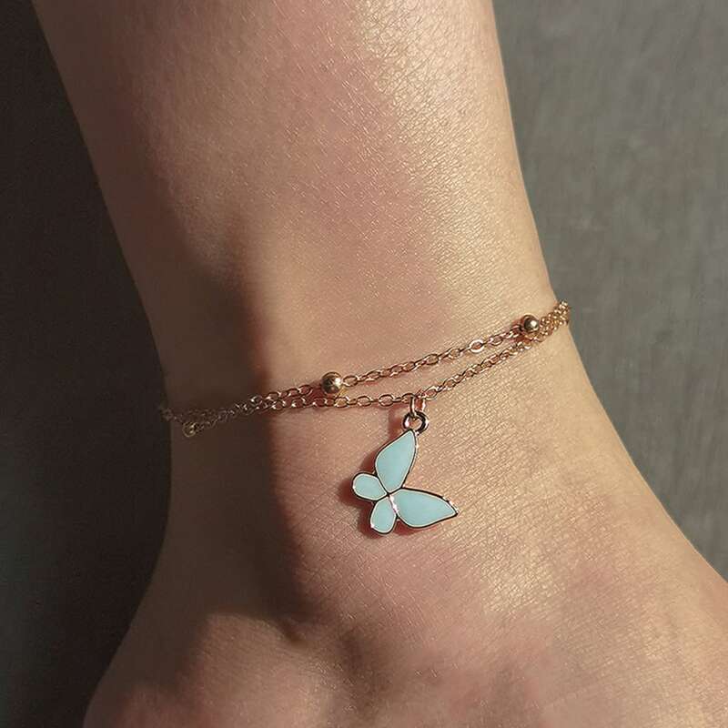 

Butterfly Chain Anklet, Gold