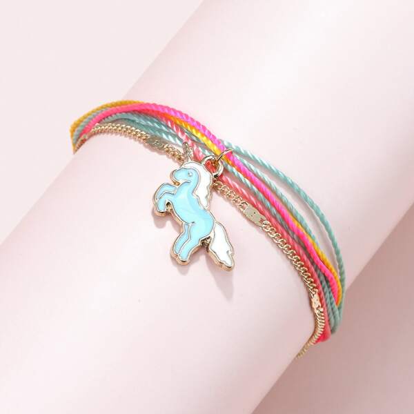 

Cartoon Unicorn Charm Bracelet, Multicolor
