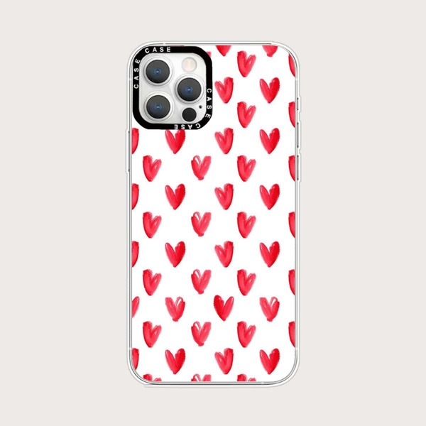 

Allover Heart Print Phone Case, White