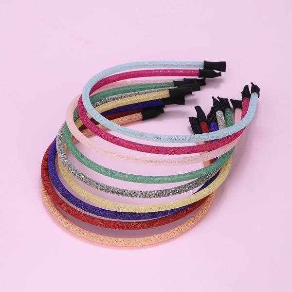 

9pcs Solid Hair Hoop, Multicolor