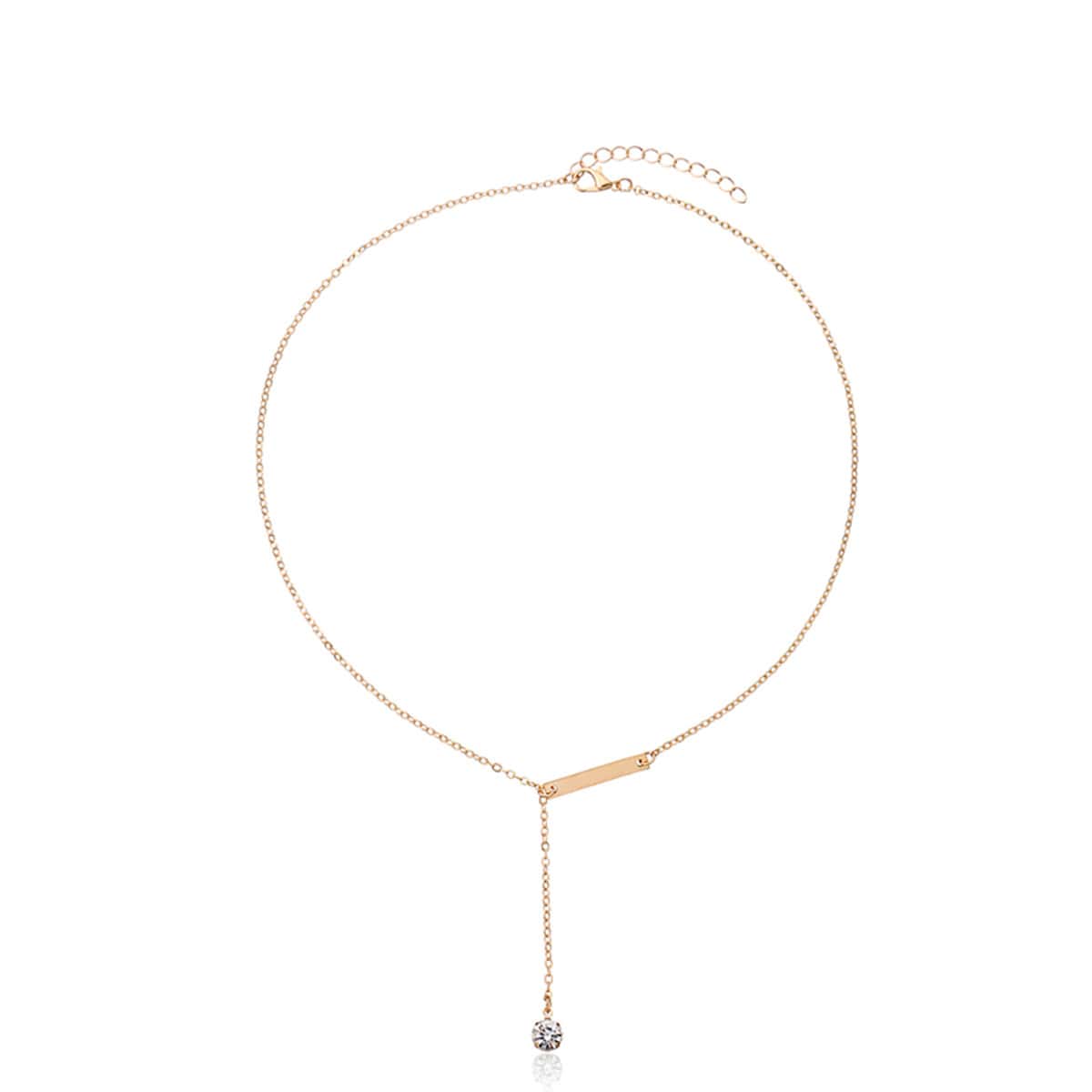 

Rhinestone Y-Lariat Necklace, Gold