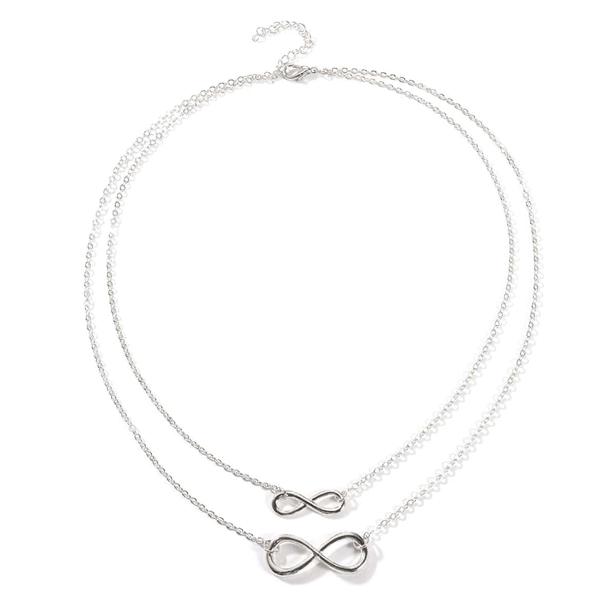 

Number Double Layered Necklace, Silver