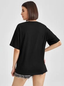 Sveta Figure Graphic Top - Black - View 2