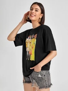 Sveta Figure Graphic Top - Black - View 3