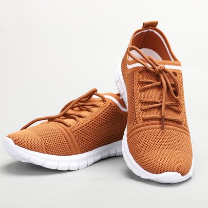 Lace Up Decor Knit Running Shoes