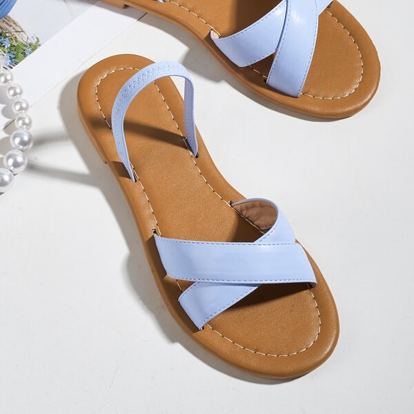

Cross Strap Slingback Sandals, Blue