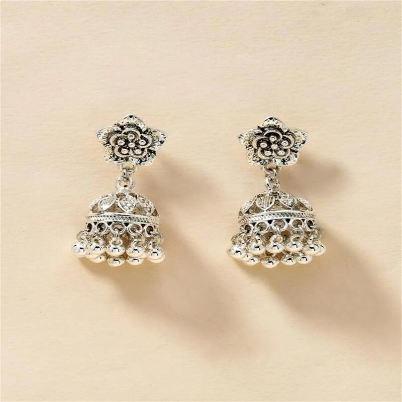 

Flower Tassel Drop Earrings, Silver
