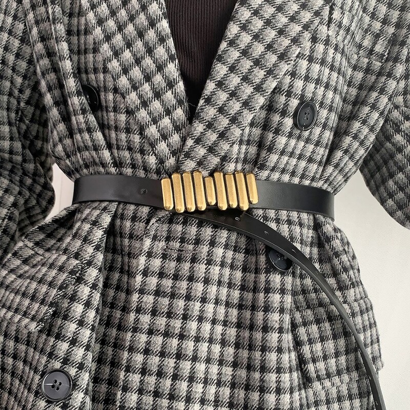 

Vertical Bar Buckle Belt, Black