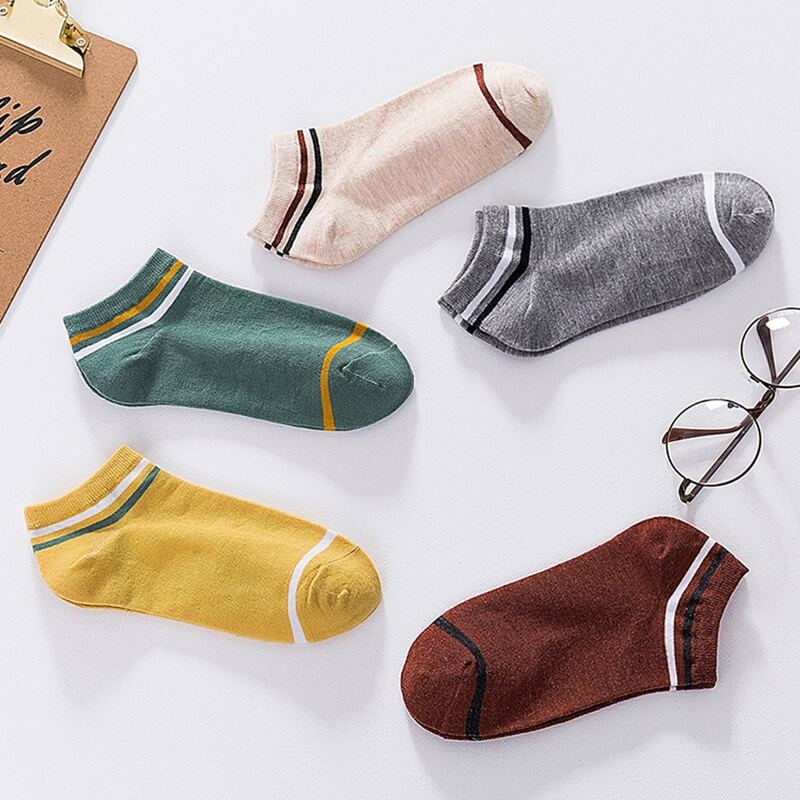 

5pairs Striped Ankle Socks, Multicolor
