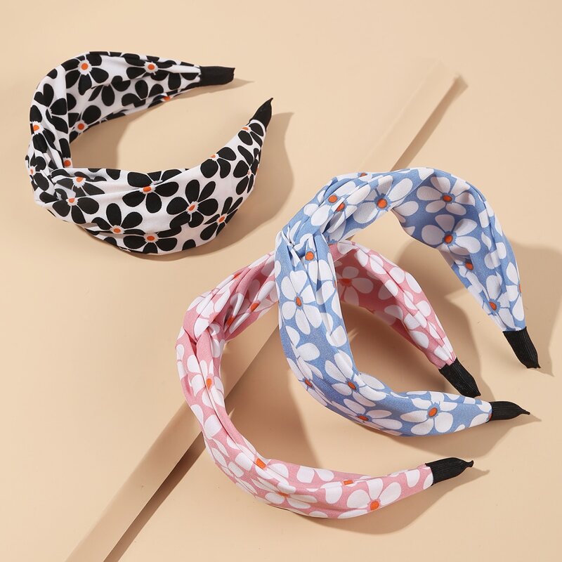 

3pcs Flower Print Hair Hoop, Multicolor