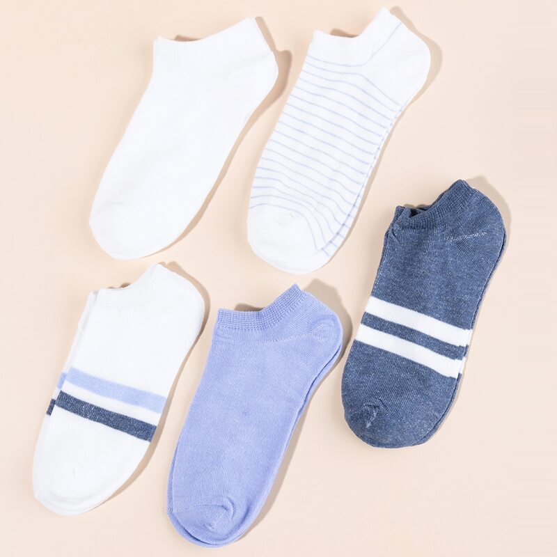 

5pairs Solid Ankle Socks, Multicolor