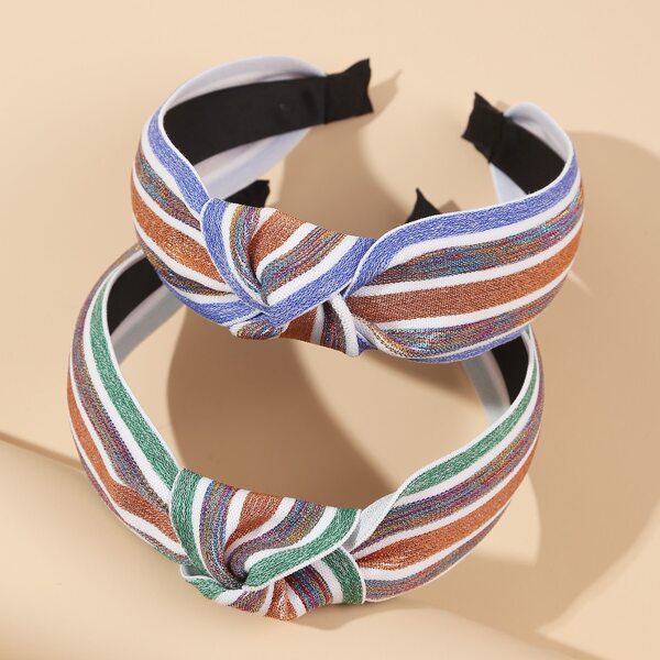 

2pcs Striped Hair Hoop, Multicolor