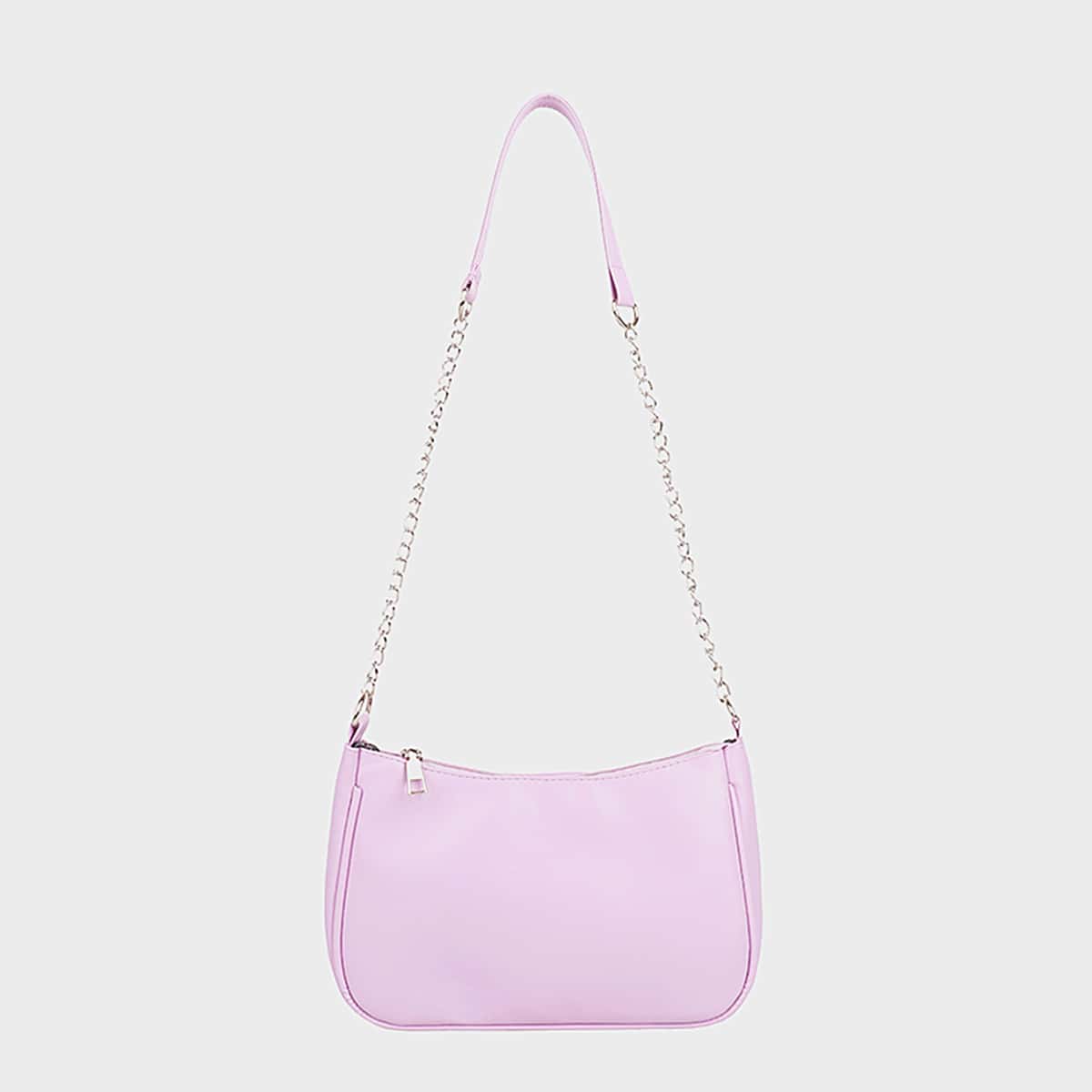 

Solid Chain Shoulder Bag, Purple