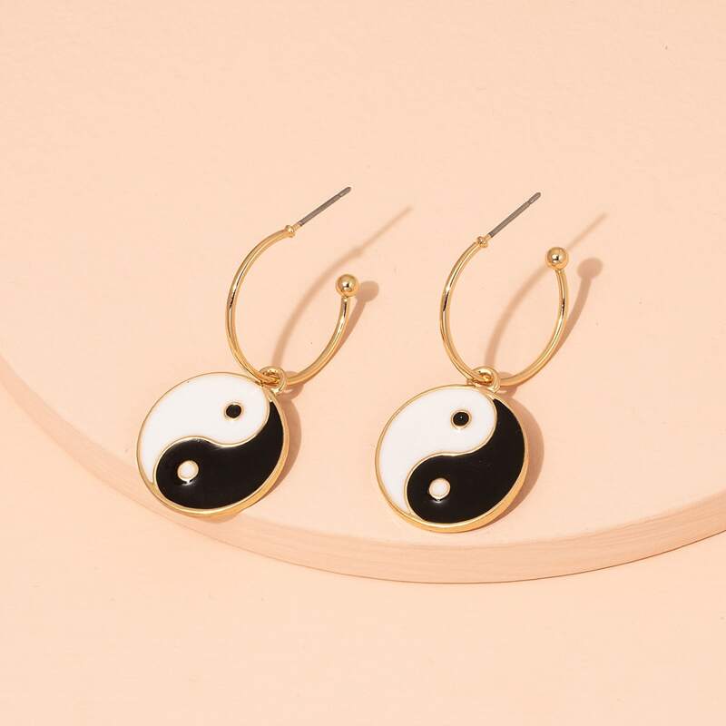 

Yin & Yang Decor Drop Earrings, Gold