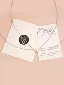 2入組心形吊墜項鍊 - 銀色 - 查看 1