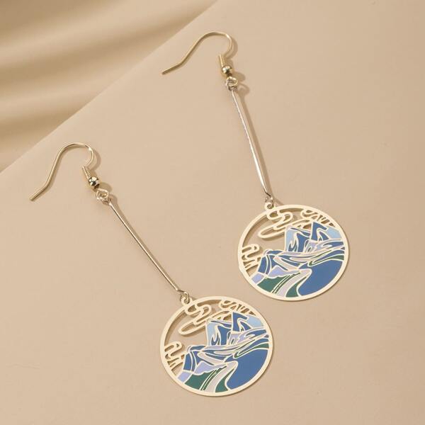 

Mountain Pattern Drop Earrings, Multicolor