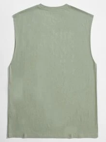GENTILAND Men Letter Graphic Tank Top - Mint Green - View 2
