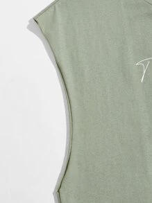 GENTILAND Men Letter Graphic Tank Top - Mint Green - View 3