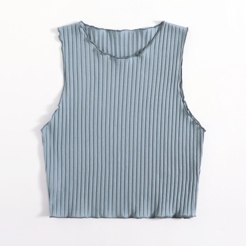 

Solid Ribbed Tank Top, Dusty blue
