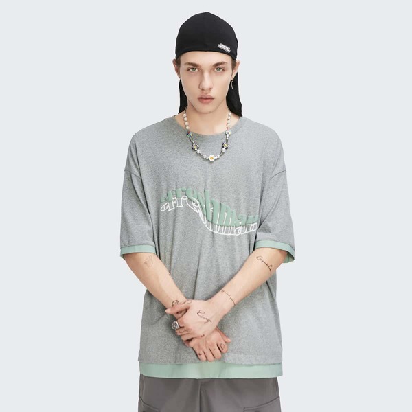 

Men Letter Graphic 2 In 1 Tee, Light grey