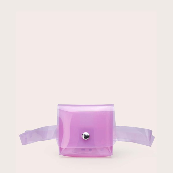 

Girls Clear Flap Belt Bag, Mauve purple