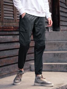 Quần Nam Túi màu trơn Đường phố - Màu xám đen - Xem 1