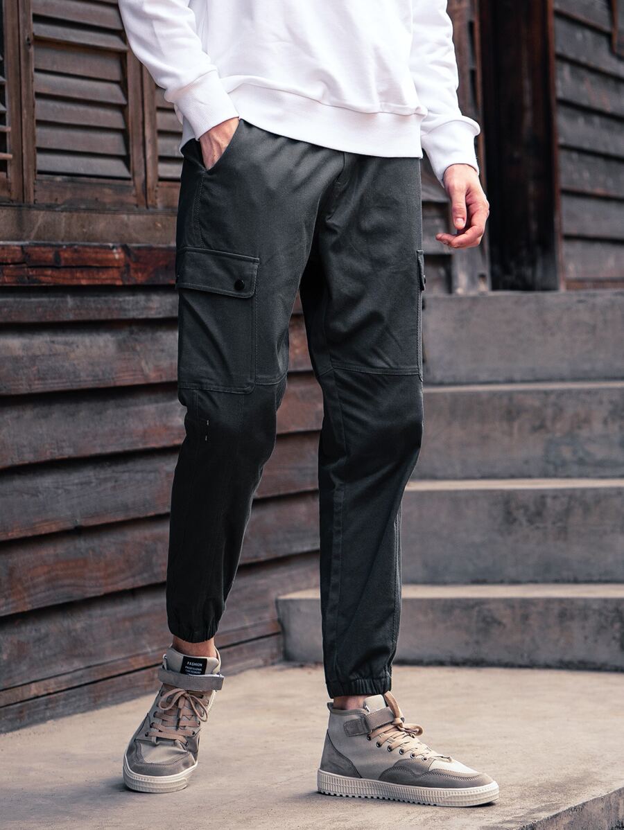 Quần Nam Túi màu trơn Đường phố - Màu xám đen - Xem 1