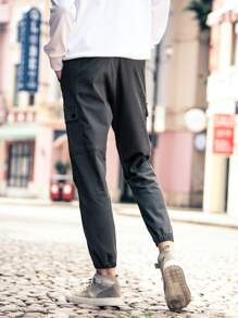 Quần Nam Túi màu trơn Đường phố - Màu xám đen - Xem 2